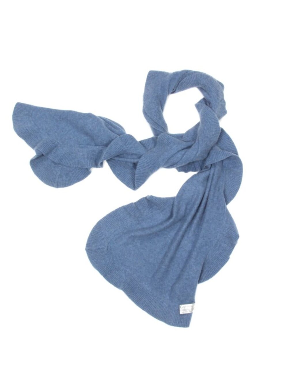 CAPTIVA Blue Ruffled Wrap Shawl Oversize Scarf 100% Cashmere /323